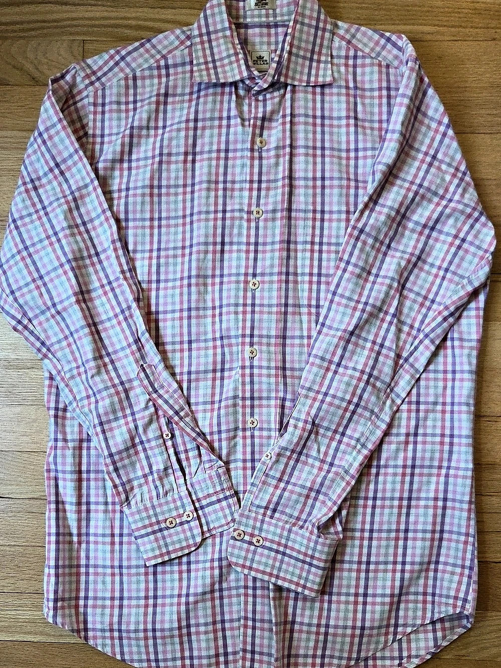 Peter Millar Pink Purple Plaid Long Sleeve Button Down Shirt - Size Medium